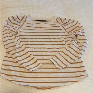 Veronica Beard White and Brown Striped Long Sleeve Top